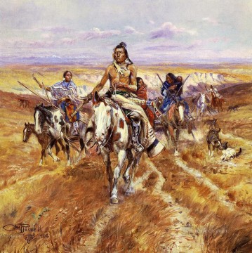 Cuando las llanuras eran sus indios, el estadounidense occidental Charles Marion Russell Pinturas al óleo